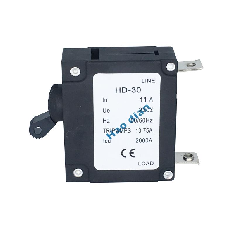 磁力液壓電磁塑殼斷路器HD-30系1P/11A液壓 設備保護電磁式斷路器