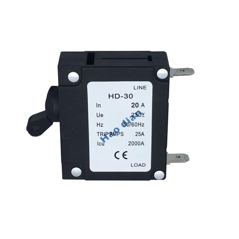 好電保護(hù)開(kāi)關(guān)HD-30系1P/20A磁力液壓設(shè)備保護(hù)電磁式斷路器插腳