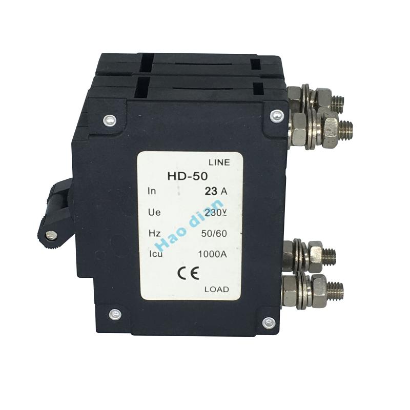 塑殼斷路器好電液壓式電磁斷路器HD-50/2P 23A過(guò)載設(shè)備保護(hù)斷路器