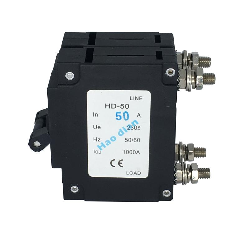 好電塑殼斷路器液壓式電磁斷路器HD-50/2P 50A過載設備保護斷路器